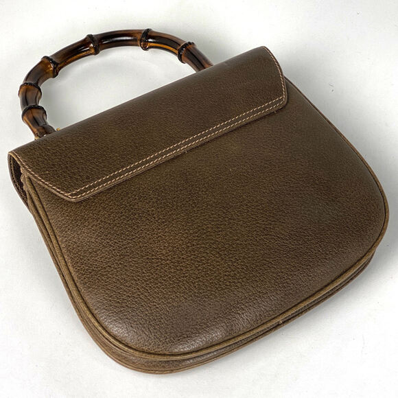 Gucci Bamboo Handbag, 2-Way Shoulder Bag, Leather, Brown, Women's - Picture 2 of 8
